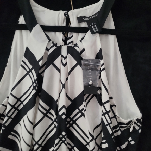 WHBM black white geometric blouse NWT - Picture 2 of 10